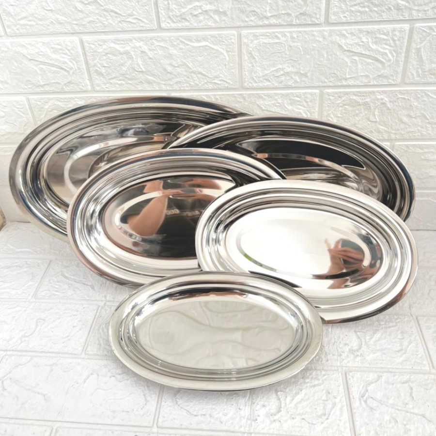 Piring Oval Piring Tim Ikan Piring Stainless Tebal Premium