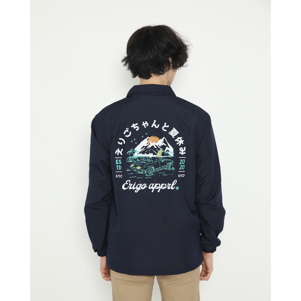 Baju Kaos Jacket Hoodie Flanel Erigo Coach Jacket Nippon Nonatsu Navy Original Keren