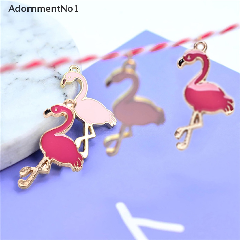 (AdornmentNo1) 10pcs / Lot Charms Pedants Bentuk Flamingo Bahan Alloy Enamel Untuk DIY Perhiasan