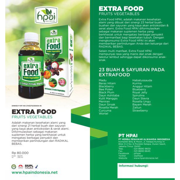

Herbal877D8Rs9 Extra Food - Suplemen 23 Extra Buah Dan Sayuran