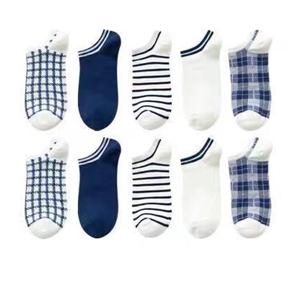 ⭐Gogoland⭐ Kaos Kaki Wanita Fashion Motif Strawberry Bunga Lebah Bee Kotak Biru Navy  Bunga Biru Green Leaf  Polos Pattern Garis Kaoskaki Pendek Korea Sock Import KK001-006-3