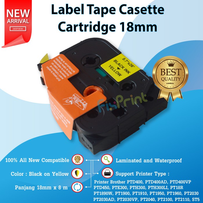 Label Tape TZE-651 TZE651 24mm x 8m Black On Yellow Printer Brother