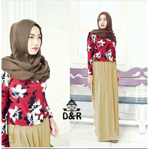 Dijual Grosir Fashion Muslim set sitiyah DR baju muslim wanita spandek merah Limited