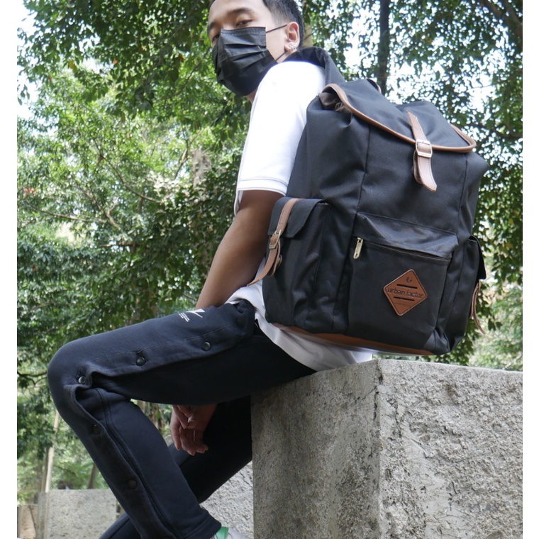 HOLIDAY BLACK |ManNeedMe x URBAN| Tas Ransel Punggung Pria Wanita Backpack ORIGINAL