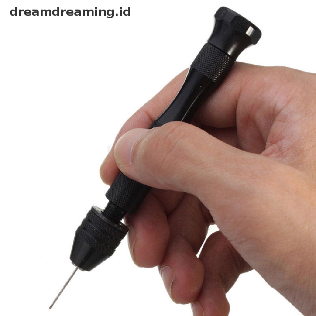 (Dreamdreaming.Id) Bor Tangan Mini Mikro Keyless Bahan Aluminum + 10pcs Mata Bor Twist