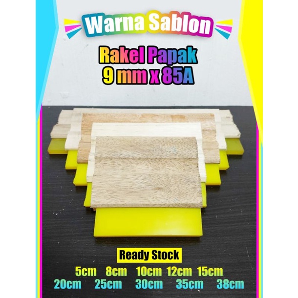 Rakel plastisol  kuning 9mm x 85A 5cm 8cm 10cm 12cm 15cm + gagang kayu