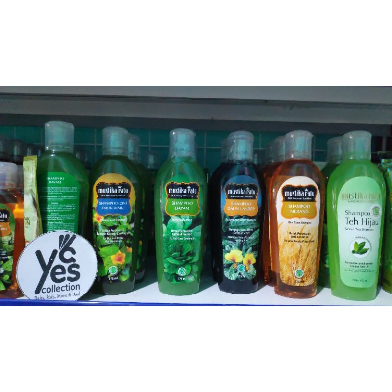 Shampoo Mustika Ratu 175 ml sampo Bayam Daun Landep Waru 2in1 Merang Teh Hijau Rambut rontok anti ketombe