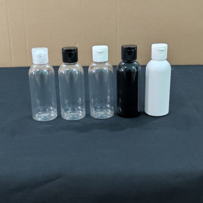 Make-Up-Kemasan- Botol Plastik 60Ml / Botol Bening Tutup Presstop / Fliptop - Botol Putih -Kemasan-