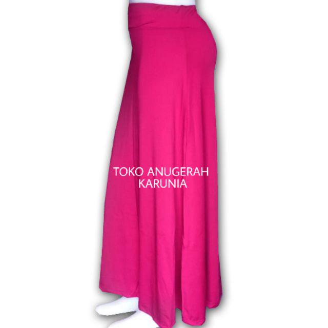 Rok Panjang Polos kaos rayon dan spandek-pink fanta