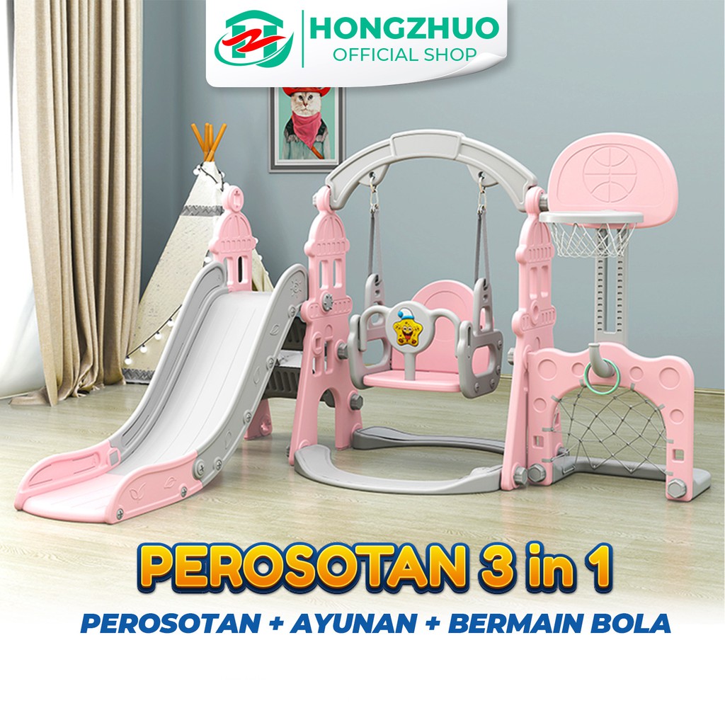 Image of Hongzhuo 5in1 Perosotan Anak + Musik Prosotan Anak Premium Ayunan Ring Basket Seluncuran #1