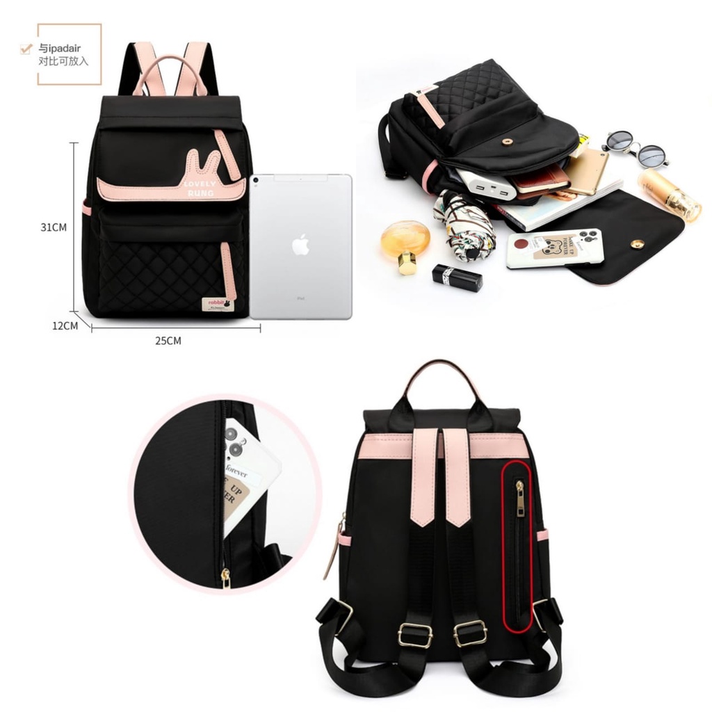 TAS RANSEL WANITA ANTI AIR IMPORT PREMIUM HITAM HEIMANS TA470B5 BACKPACK CEWEK KOREA GENDONG PUNGGUNG SEKOLAH KULIAH KERJA REMAJA KEKINIAN BRANDED MURAH