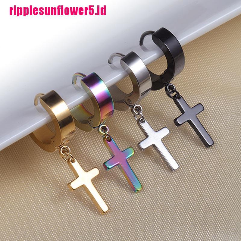 # Kaos T-Shirt Wanita Lengan Pendek Motif Print #1pc Anting Tusuk Motif Salib Ala Punk Bahan Stainless Steel Untuk Wanita