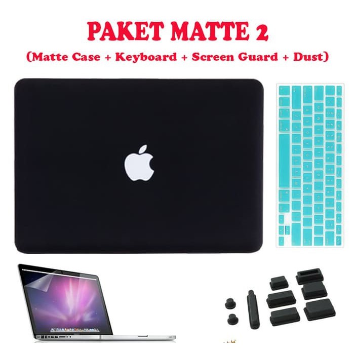 Paket Hemat, Case Macbook MATTE + Screen Guard + Keyboard + Dust Plug