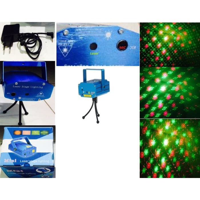 Mini Laser Stage Lighting Sensor Musik Ministage Laser Merah Hijau