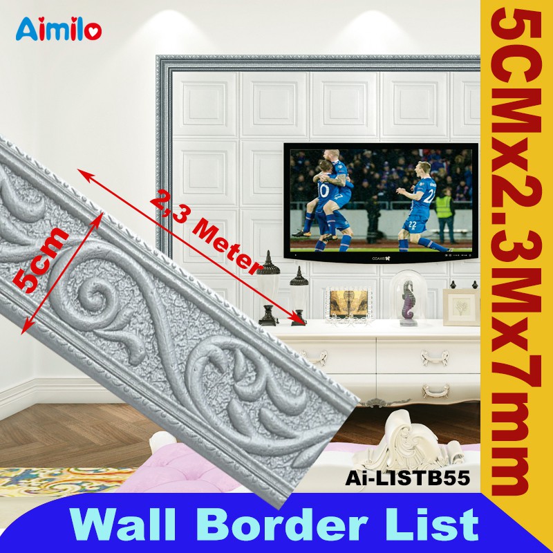 (Aimilo)  List Wallpaper Dinding 3D Wall Foam Border List Stiker 2.3 Meter-Ai-LISTB55