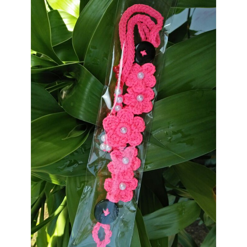 Rantai masker hijab Strap masker rajut stopper bunga love