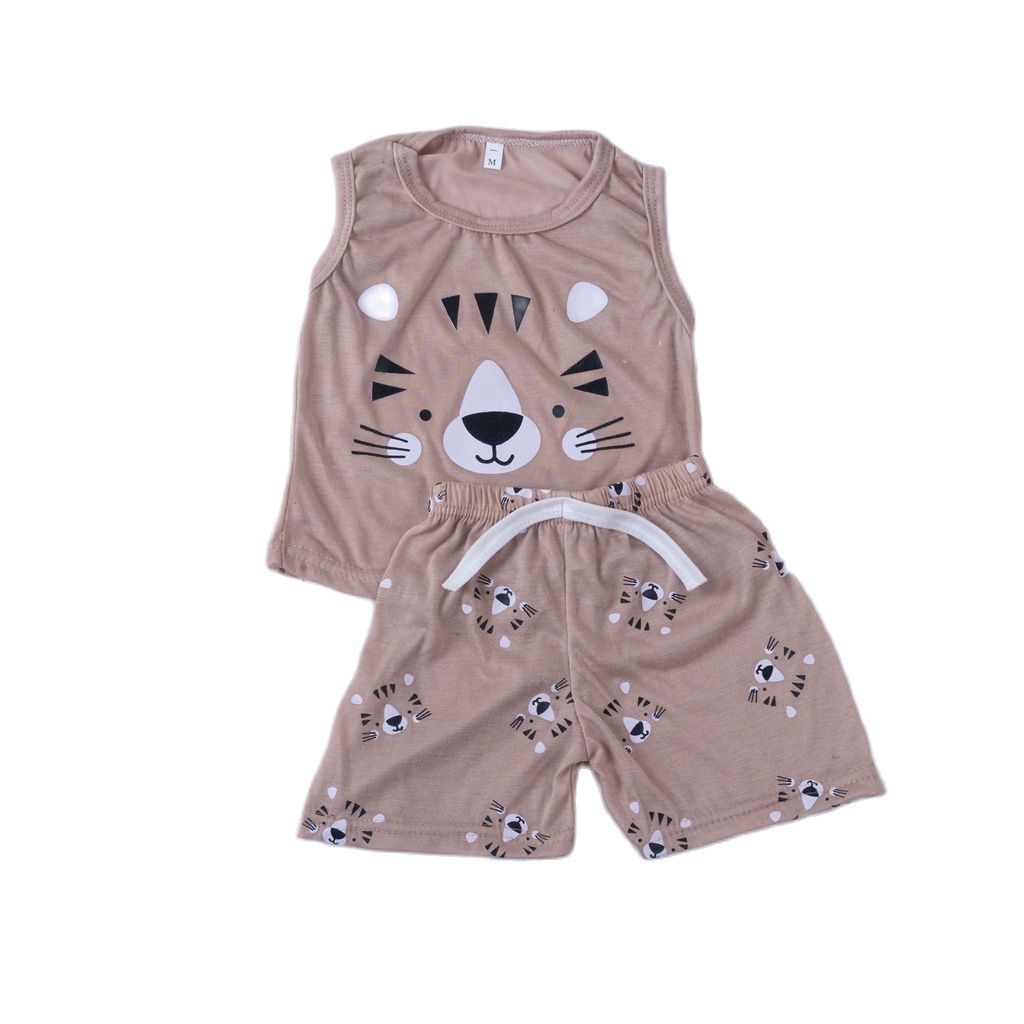 ZASKIYA - Setelan Singlet Anak Cowok Animal / Set Anak Laki Laki / Setelan Anak Motif Karakter Hewan 0-3 thn