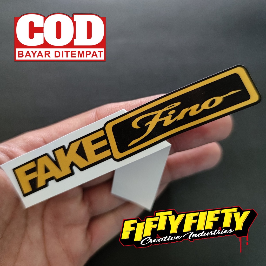 Stiker Print Cut FAKE FINO Stiker Printing Laminasi Glossy Tahan Air Stiker Motor Mobil Helm Sudah Membentuk Pola Desain