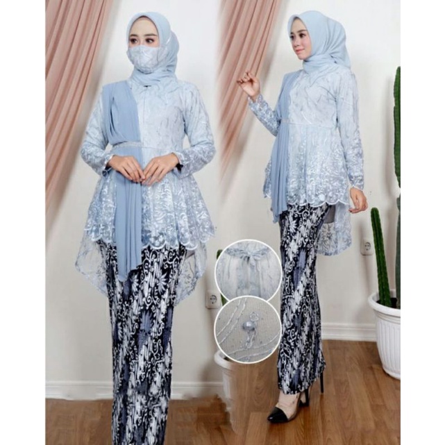 Setelan Kebaya Blouse Selendang Aurel Modern Terbaru Set Tunangan Wisuda Kondangan Lamaran Kartinian