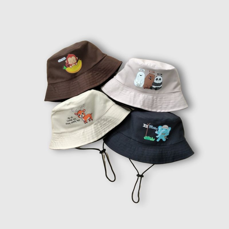 ANIMALS BUCKET HAT ANAK 1-4 TAHUN UNISEX | Topi bucket anak animals Bucket hat anak sablon Topi anak