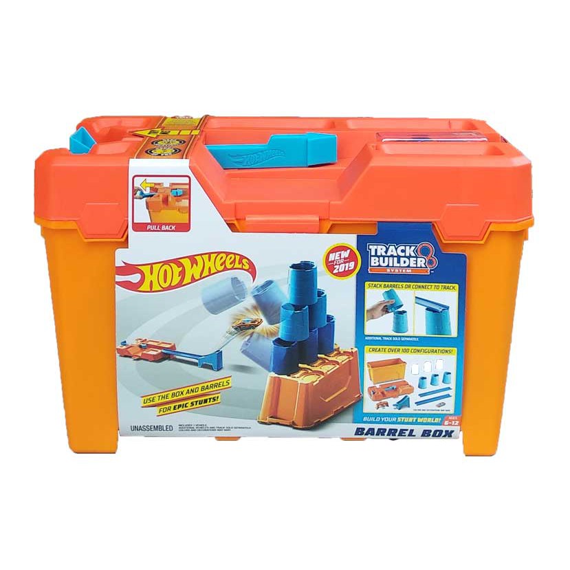 mainan track set box hot wheels track builder barrel box   gcf91