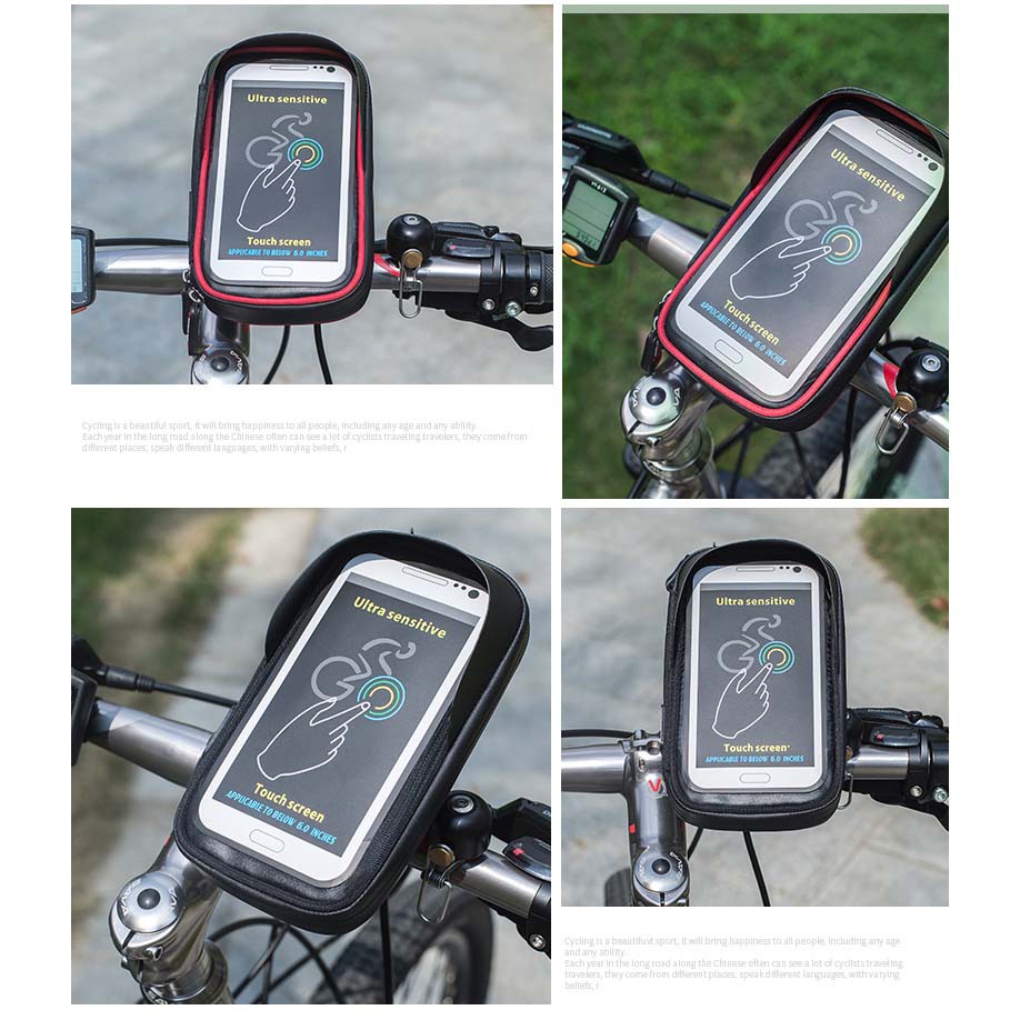 Wheel Up Smartphone Holder Sepeda Waterproof 6 Inch - AF113 - Black