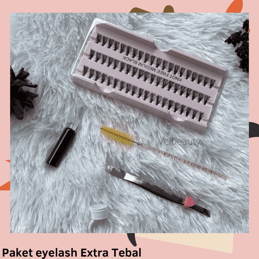 [COD] PAKET EYELASH EXTRA TEBAL KNOTFREE