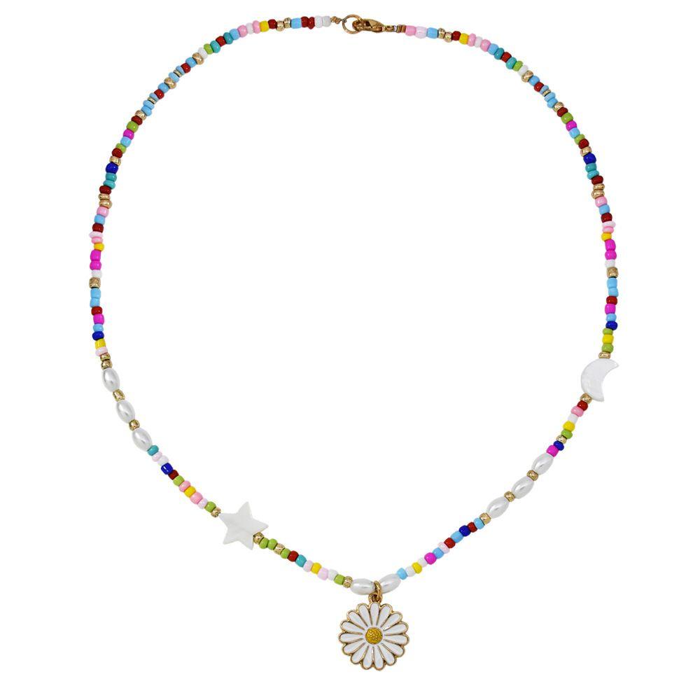 Mxbeauty Kalung Bunga Gadis Trendi Mutiara Hadiah Gaya Bohemian Perempuan Manik Pria Rantai Klavikula