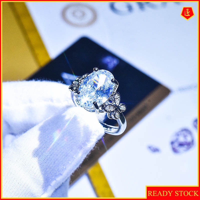 Fashion Inlaid Oval Diamond Ring Luxury Bow Ring