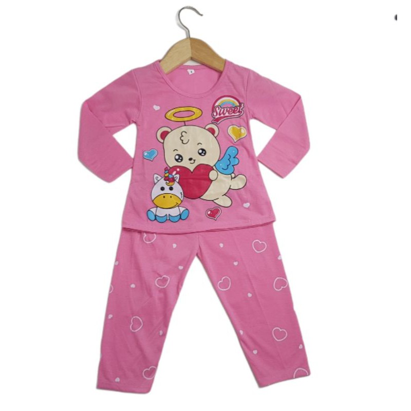 SETELAN SIKUNINH PAKAIAN BAJU ANAK PEREMPUAN 2-7 TAHUN MOTIF BEAR SWEET