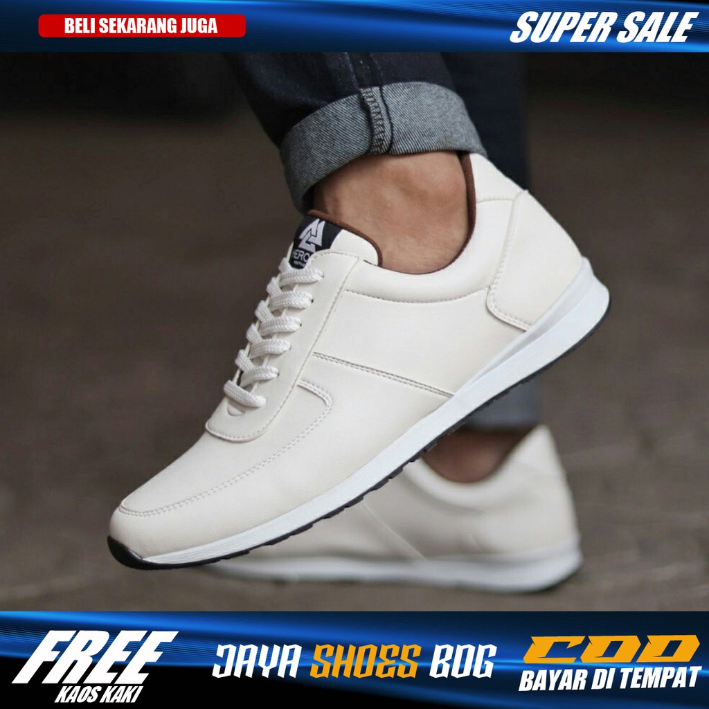 Sepatu Sneakers Putih Sneaker Casual Kasual Pria Cowok Original Branded Kerja Santai Kuliah