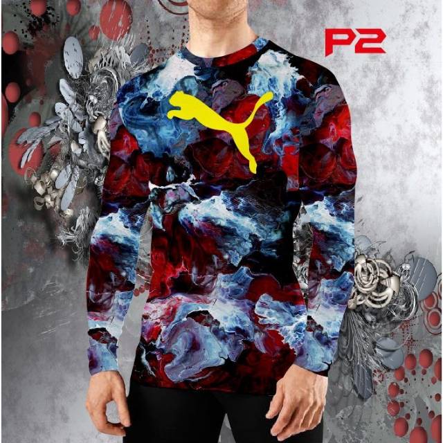 KAOS SPORT FITNESS GYM PRIA LENGAN PANJANG PUMA STUDIO