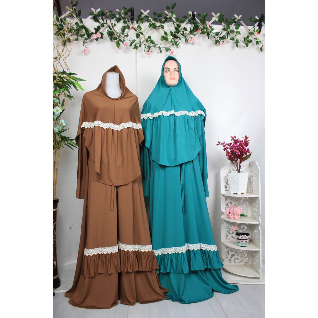 Gamis Jersey set khimar yusriah saifanah adem baju wanita muslim remaja sederhana simple