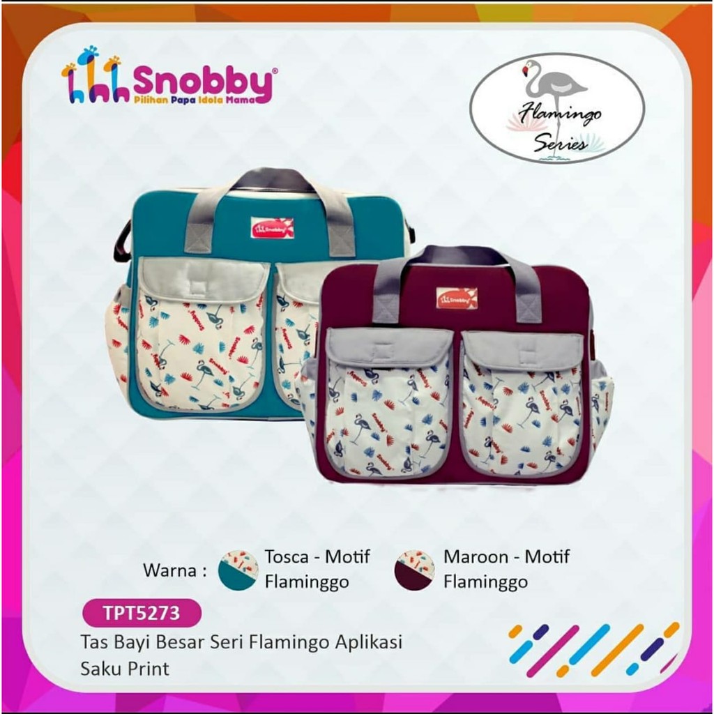 Snobby Tas Bayi Besar Aplikasi Saku Print Flamingo Series - TPT 5273