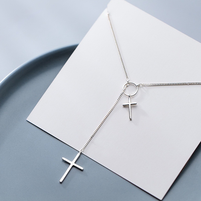 Fashion Simple Cross Long Chain Pendant Necklace For Women