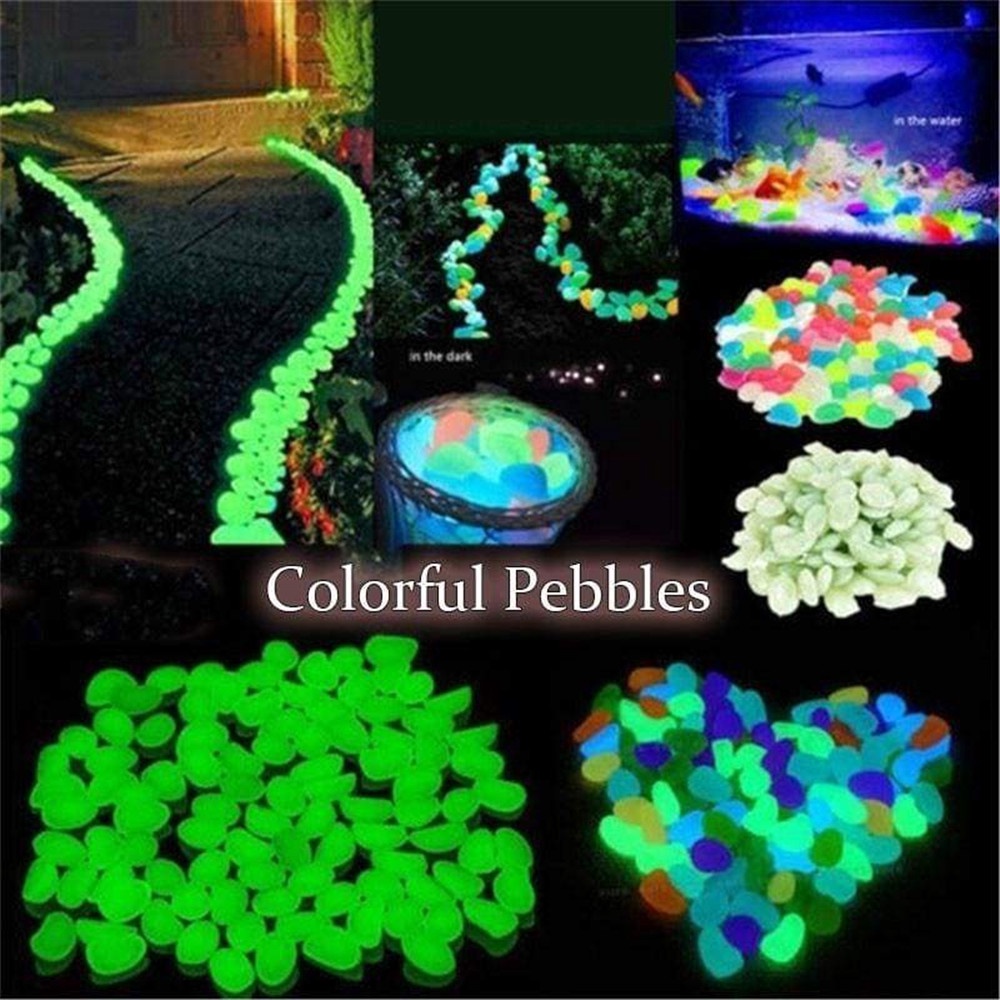 50pcs / Kantong Batu Glow In The Dark Untuk Dekorasi Taman / Tangki Ikan