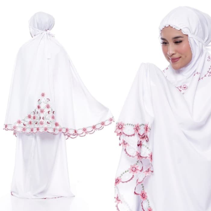 Mukena bordir pinggul raisa warna bahan katun mikromukena best seller