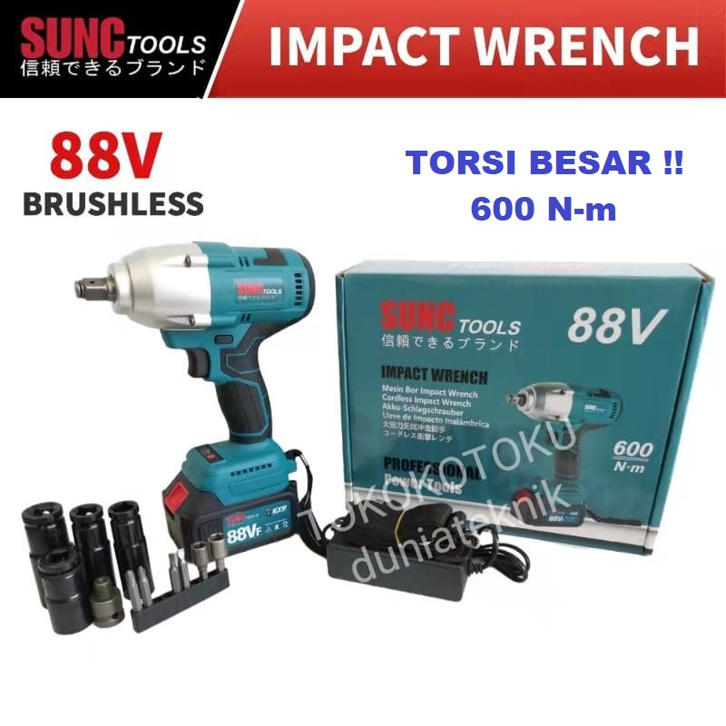 CORDLESS IMPACT WRENCH 600 N-m SUNC TOOLS BRUSHLESS SUNC 88V | JLD 48s