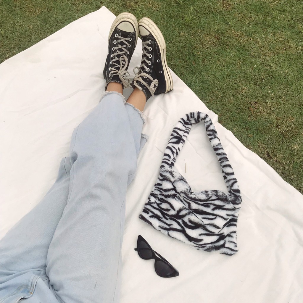 Caliela Y2K Aesthetic Furry Hobo Shoulder Bag