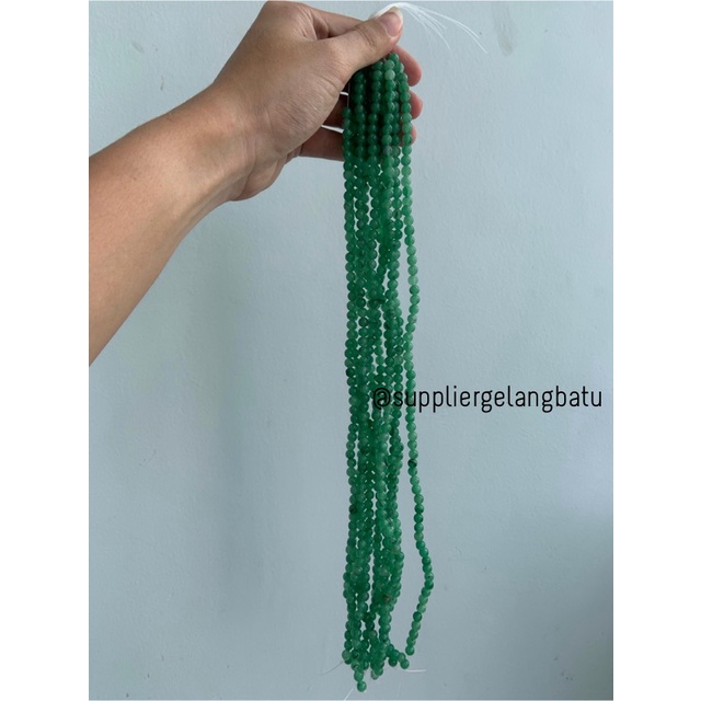 Bahan batu giok aventurine hijau 6mm akik bahan rangkai gelang kalung