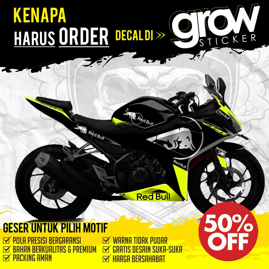 PROMO DEKAL STIKER MOTOR CBR150R MOTIF GP REDBULL FERRARI DECAL STICKER CBR 150 R FIAT