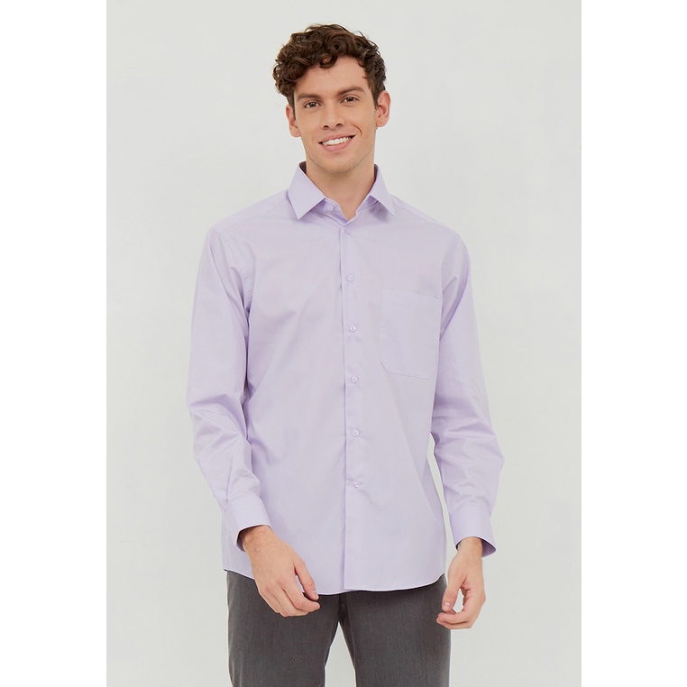 Alisan Kemeja Lengan Panjang Polos Slimfit PLSSFLS Ungu 1