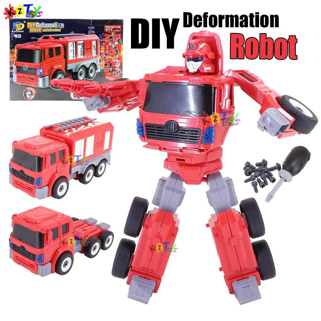 DIY DEFORMATION ROBOT MOBIL TRUCK PEMADAM MECHA FIRE TRUCK DIY CONSTRUCTION BONGKAR PASANG