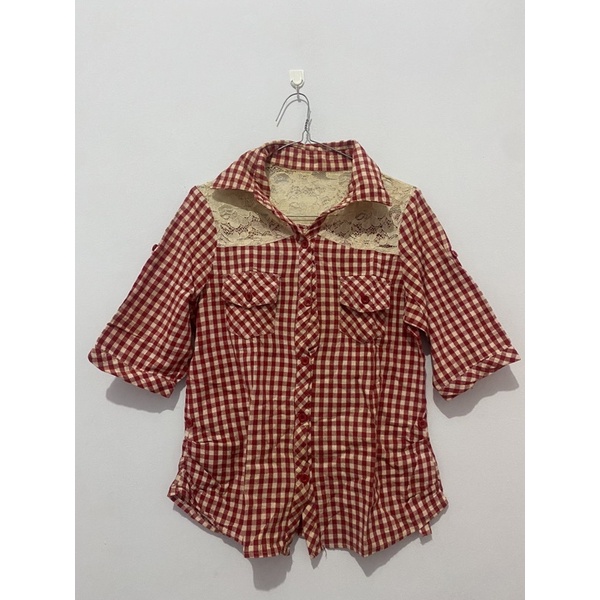 PRELOVED KEMEJA KOTAK-KOTAK PINK