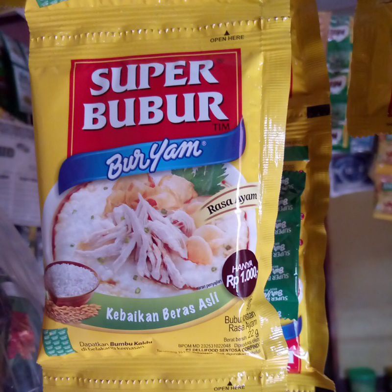 SUPER BUBUR BURYAM TIM INSTAN EXTRA BUMBU RENCENG [10 PCS X 22GR] SACHET