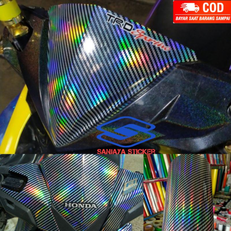 Stiker Skotlet motor carbon kevlar pelangi skotlet rainbow skotlet  hologram