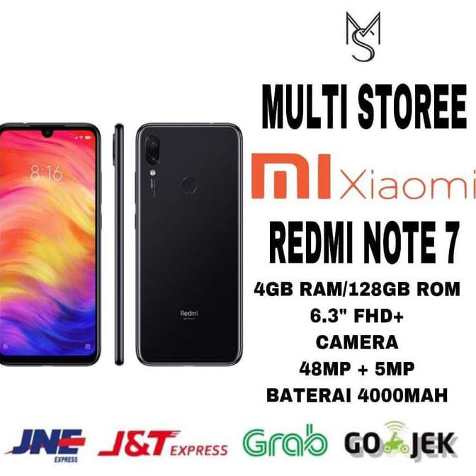 TERMURAH XIAOMI REDMI NOTE 7 RAM 4GB/128GB GARANSI RESMI TAM - Hitam READY STOCK