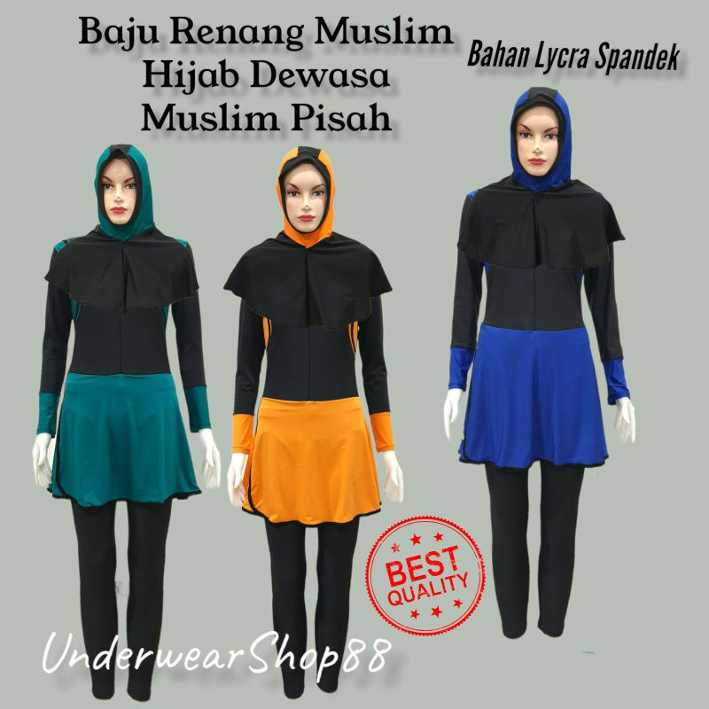 Baju Renang Muslim Dewasa Hijab/Baju Renang Muslim Dewasa Bahan Lycra Spandek/Baju Renang Muslim Dewasa Pisah/Baju Renang Muslim Hijab Dewasa