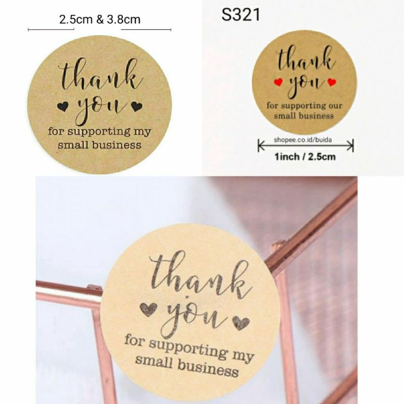 

1 roll 500pcs stiker thank you for supporting my small business sticker segel kemasan Kraft hampers decoration label kemasan dekorasi packing packaging craft paper hiasan kartu ucapan segel amplop
