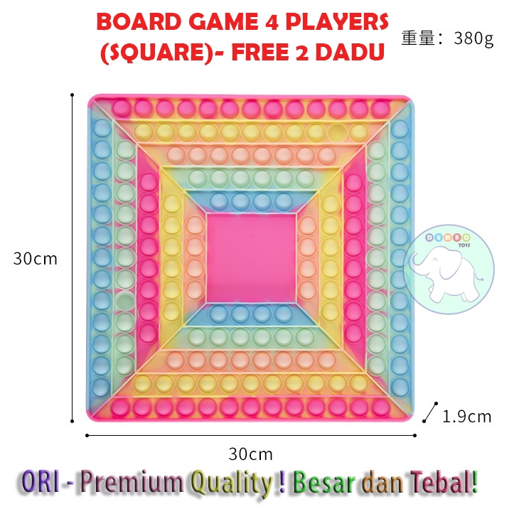 Pop It Board Game Persegi Panjang Battle Free Dadu Rainbow Jumbo-7